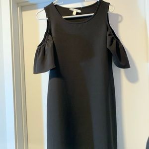 Black short sleeve cold shoulder dress